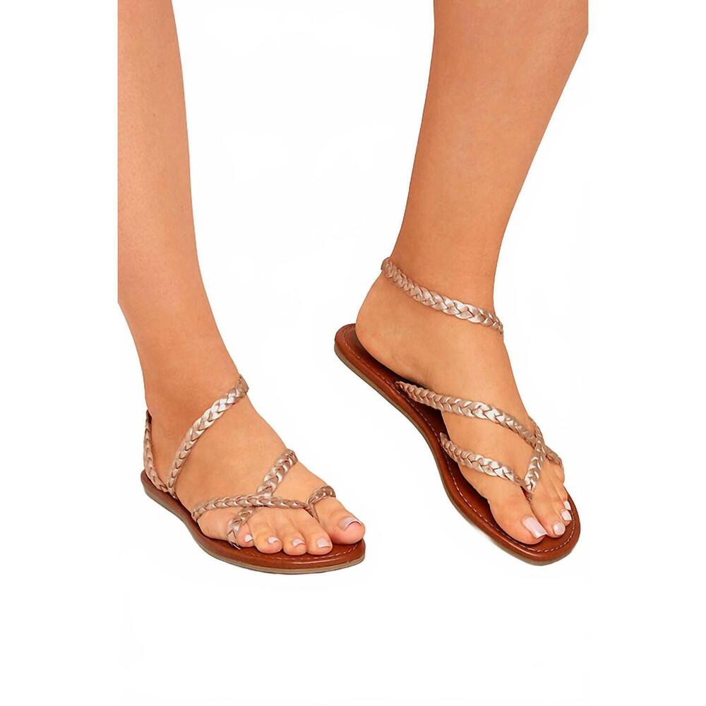 NEW MIA women's braid thong sandals in rose gold